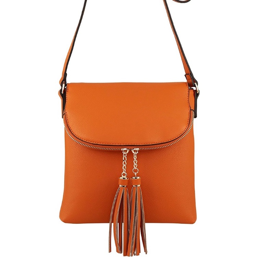 Vegan Medium Crossbody Handbag with Tassel